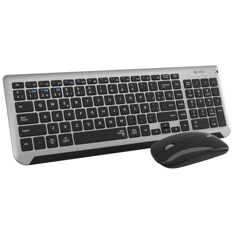 SUBBLIM SUBKBC-DCEP20 teclado Ratón incluido Universal RF Wireless + Bluetooth QWERTY Español Negro, Gris
