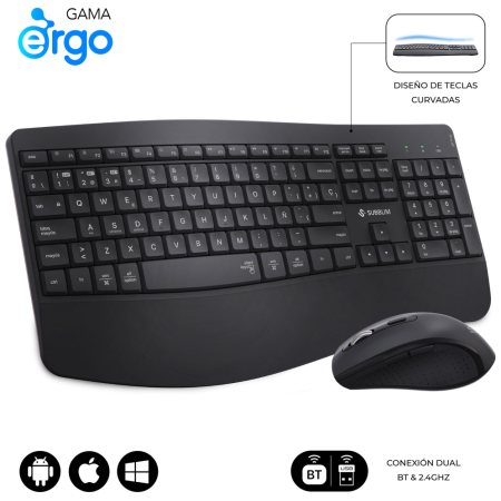 SUBBLIM SUBKBC-DCOPW2 teclado Ratón incluido Hogar / Oficina RF Wireless + Bluetooth QWERTY Español Negro