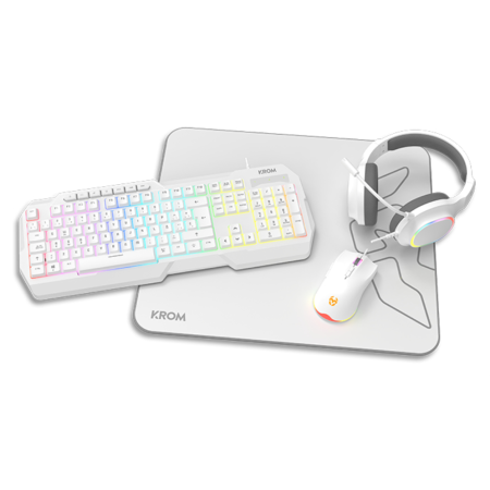 Krom Kenta 4 in 1 RGB Gaming Kit, Blanco