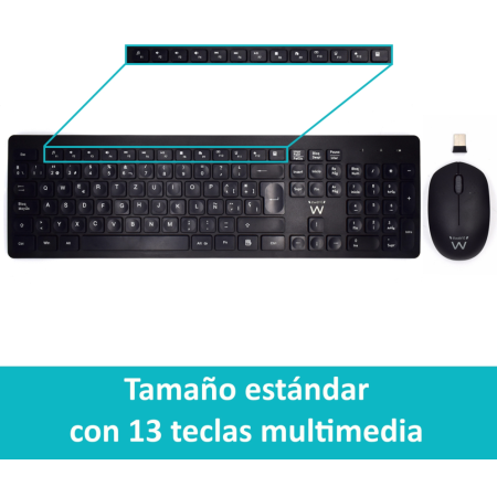 Ewent EW3256 teclado Ratón incluido Universal RF inalámbrico QWERTY Español Negro