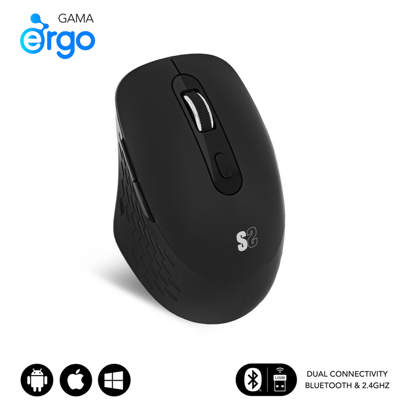 SUBBLIM SUBMO-EDCUR01 ratón Universal mano derecha Bluetooth + USB Type-A Óptico 1600 DPI