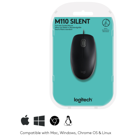 Logitech M110 Silent ratón Oficina Ambidextro USB tipo A Óptico 1000 DPI