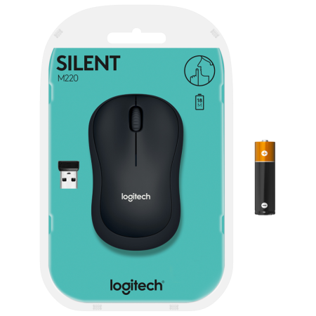 Logitech M220 Silent ratón Oficina Ambidextro RF inalámbrico Óptico 1000 DPI