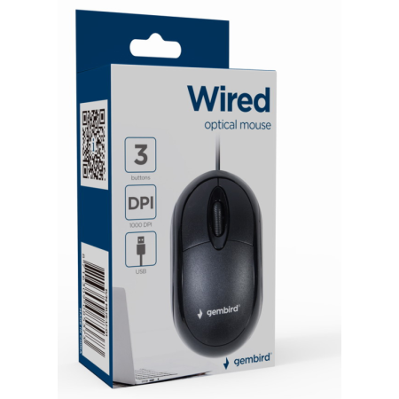 Gembird MUS-U-01 ratón Ambidextro USB tipo A Óptico 1000 DPI