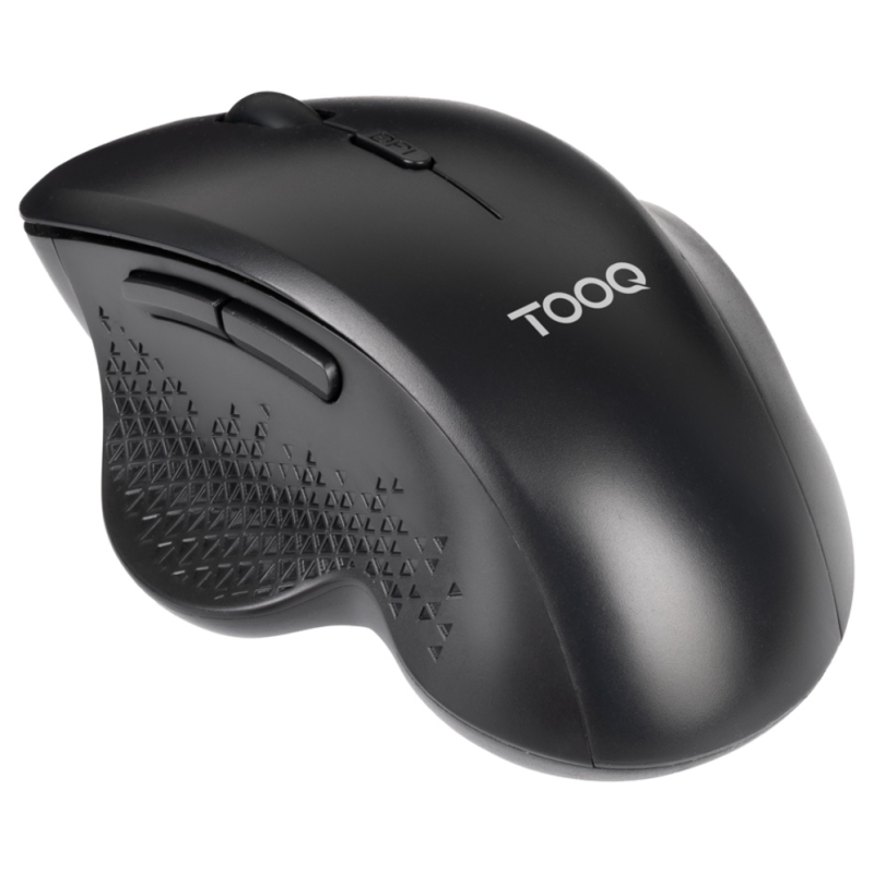 TooQ Ratón Inalámbrico Ergonómico 1600 DPI, 6 botones, Negro