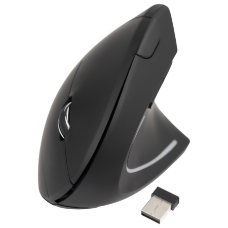 TooQ Ratón Inalámbrico Ergonómico Vertical 3200 DPI, 6 botones, Negro