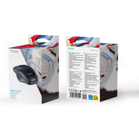 TooQ Ratón inalámbrico, 1600 DPI, 4 botones, Negro