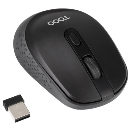 TooQ Ratón inalámbrico, 1600 DPI, 4 Botones, Negro