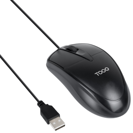 TooQ Ratón óptico con cable USB, 1000 DPI