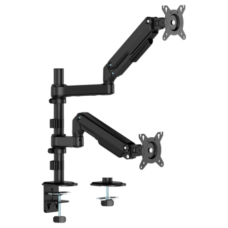 AISENS Soporte de Mesa Eco Contrapeso Giratorio e Inclinable Para Monitor/TV 9kg (3 Pivotes, 2 Brazos) de 17-32″, Negro