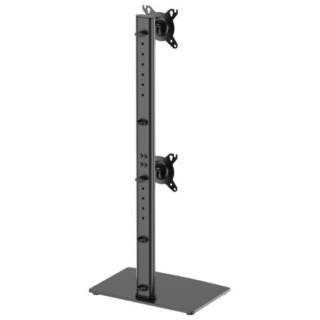 AISENS Soporte de Mesa Con Peana Eco Giratorio e Inclinable para 2 Monitor/TV 12kg de 17-34, Negro