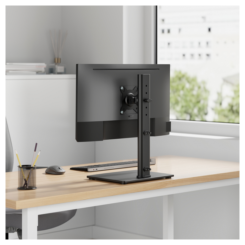 AISENS Soporte de Mesa Con Peana Eco Giratorio e Inclinable para Monitor/TV 12kg de 17-34, Negro