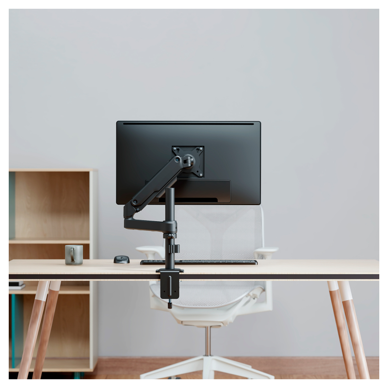 AISENS Soporte de Mesa Eco Contrapeso Giratorio e Inclinable para Monitor/TV 9kg (3 Pivotes, 1 Brazo) de 17-32, Negro