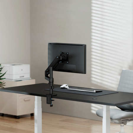 AISENS Soporte de Mesa Eco Contrapeso Giratorio e Inclinable para Monitor/TV 9kg (3 Pivotes, 1 Brazo) de 17-32, Negro