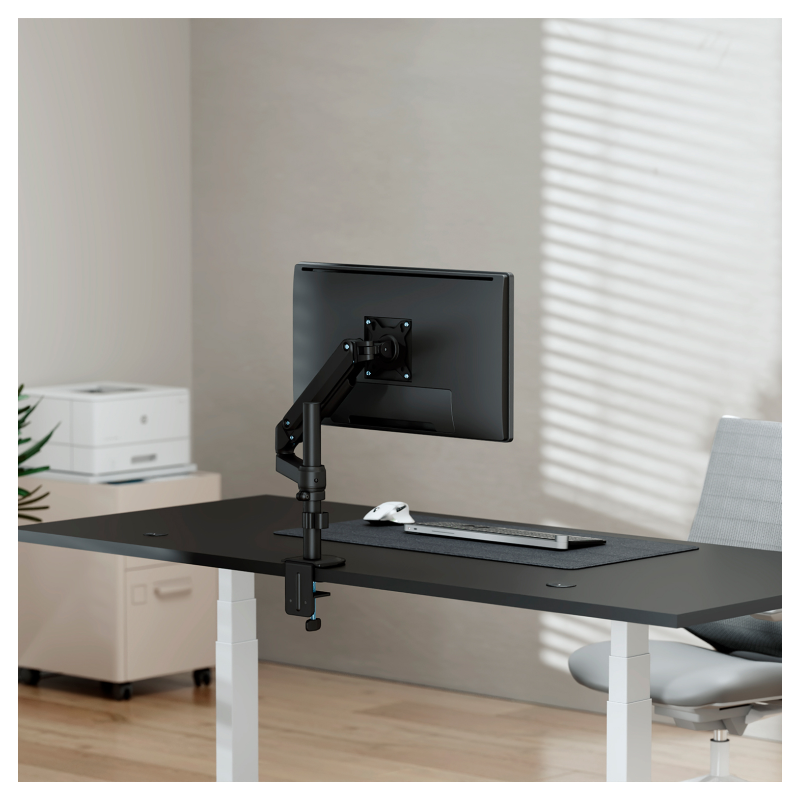 AISENS Soporte de Mesa Eco Contrapeso Giratorio e Inclinable para Monitor/TV 9kg (3 Pivotes, 1 Brazo) de 17-32, Negro