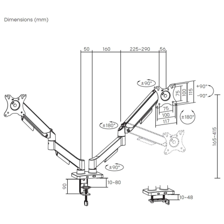 AISENS DT32TSR-357 soporte para monitor 81,3 cm (32″) Escritorio