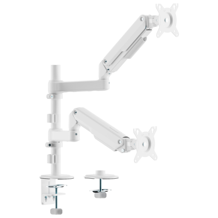 AISENS Soporte de Mesa Eco Contrapeso Giratorio e Inclinable para Monitor/TV 9kg (3 PIVOTES, 2 BRAZOS) de 17-32, Blanco