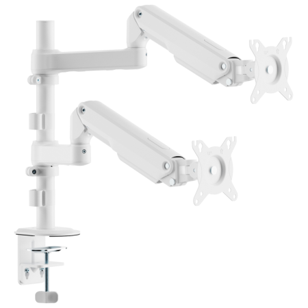 AISENS Soporte de Mesa Eco Contrapeso Giratorio e Inclinable para Monitor/TV 9kg (3 PIVOTES, 2 BRAZOS) de 17-32, Blanco
