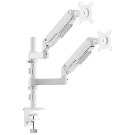 AISENS Soporte de Mesa Eco Contrapeso Giratorio e Inclinable para Monitor/TV 9kg (3 PIVOTES, 2 BRAZOS) de 17-32, Blanco