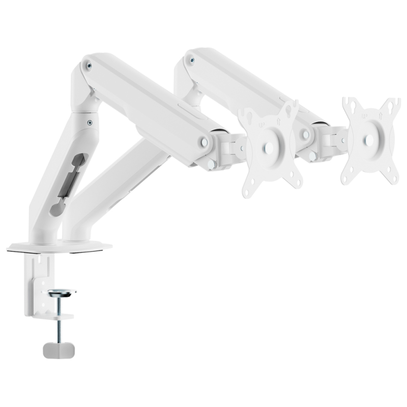 AISENS Soporte de Mesa Eco Contrapeso Giratorio e Inclinable para Monitor/TV 9kg (3 PIVOTES, 2 BRAZOS) de 17-32, Blanco