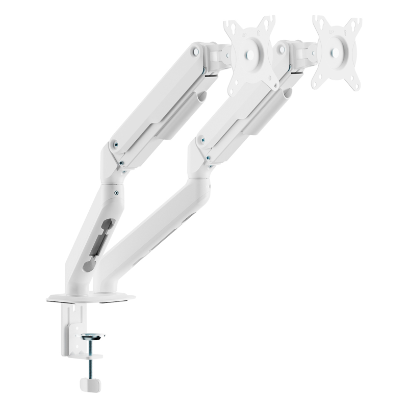 AISENS Soporte de Mesa Eco Contrapeso Giratorio e Inclinable para Monitor/TV 9kg (3 PIVOTES, 2 BRAZOS) de 17-32, Blanco