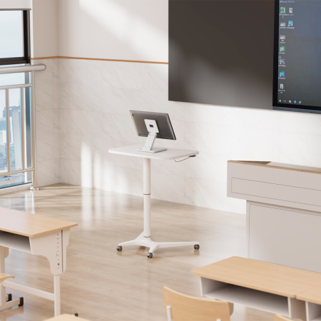 AISENS Soporte de Mesa Eco Inclinable para Monitor/POS 6.5kg de 10″-27″, Blanco