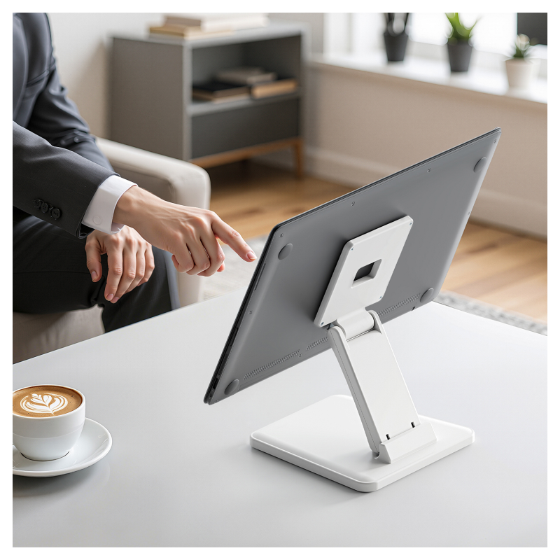 AISENS Soporte de Mesa Eco Inclinable para Monitor/POS 6.5kg de 10″-27″, Blanco