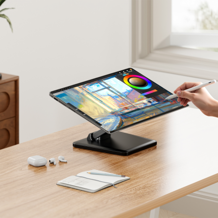 AISENS Soporte de Mesa Eco Inclinable para Monitor/POS 6.5kg de 10″-27″, Negro