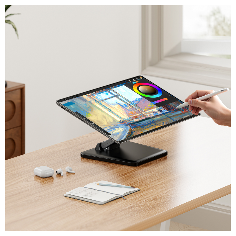 AISENS Soporte de Mesa Eco Inclinable para Monitor/POS 6.5kg de 10″-27″, Negro