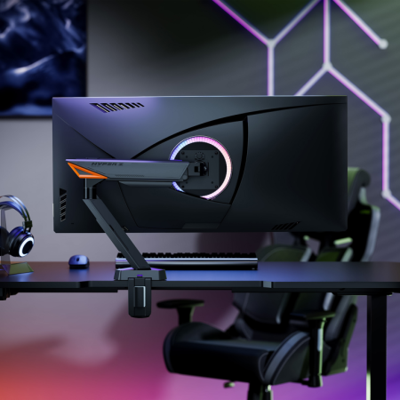 AISENS DT49TSRRGB-347 soporte para monitor 124,5 cm (49″) Escritorio Negro, Gris