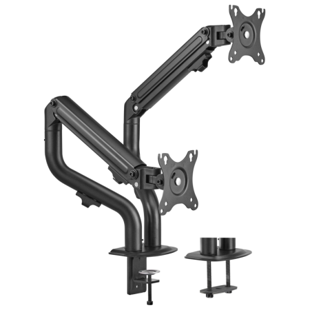 AISENS Soporte de Mesa ECO Contrapeso Giratorio e Inclinable para Monitor/TV 8Kg (3 Pivotes, 2 Brazos) de 17-32, Negro