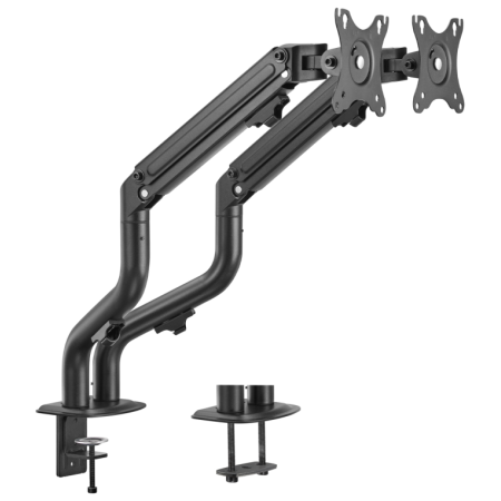 AISENS Soporte de Mesa ECO Contrapeso Giratorio e Inclinable para Monitor/TV 8Kg (3 Pivotes, 2 Brazos) de 17-32, Negro