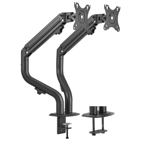 AISENS Soporte de Mesa ECO Contrapeso Giratorio e Inclinable para Monitor/TV 8Kg (3 Pivotes, 2 Brazos) de 17-32, Negro