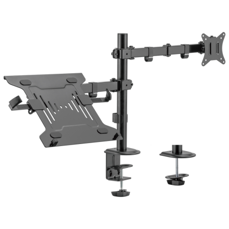AISENS Soporte de Mesa Giratorio e Inclinable para Portatil y Monitor/TV 9Kg de 17-32, Negro