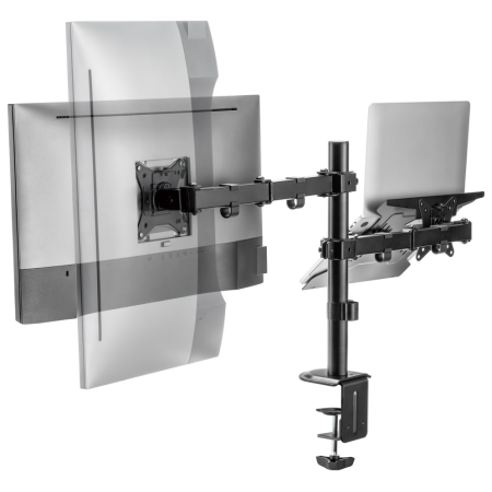 AISENS Soporte de Mesa Giratorio e Inclinable para Portatil y Monitor/TV 9Kg de 17-32, Negro
