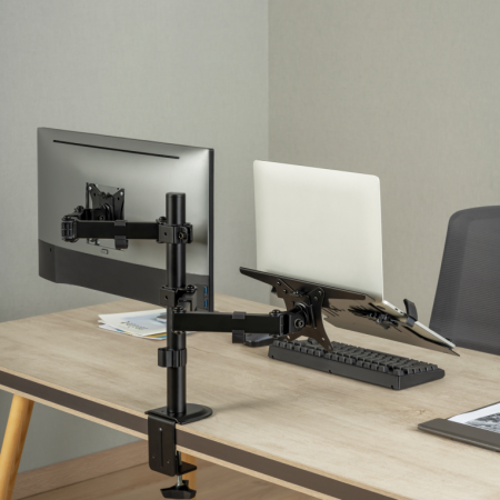 AISENS Soporte de Mesa Giratorio e Inclinable para Portatil y Monitor/TV 9Kg de 17-32, Negro