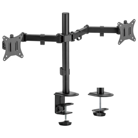 AISENS Soporte de Mesa ECO Giratorio e Inclinable para Monitor/TV 9Kg (3 Pivotes, 2 Brazos) de 17-32, Negro
