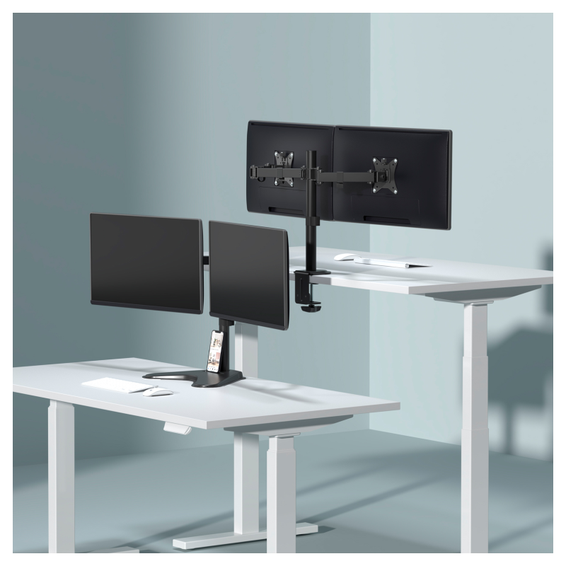 AISENS Soporte de Mesa ECO Giratorio e Inclinable para Monitor/TV 9Kg (3 Pivotes, 2 Brazos) de 17-32, Negro