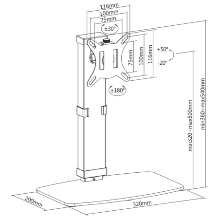 AISENS Soporte De Mesa Eco Giratorio E Inclinable Para Monitor/tv 8kg De 17-32, Negro