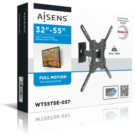 AISENS Soporte ECO giratorio, inclinable para monitor/TV 30kg (2 Pivotes) de 32-55, Negro