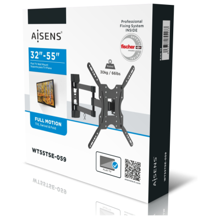 AISENS Soporte ECO giratorio, inclinable para monitor/TV 30kg (3 Pivotes) de 32-55, Negro