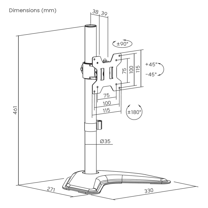 AISENS DT32TSR-283 soporte para monitor 81,3 cm (32″) Escritorio