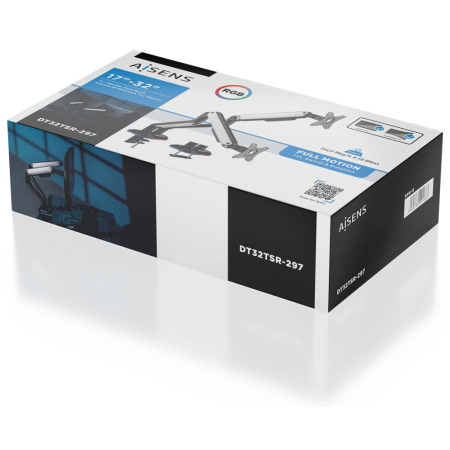 AISENS DT32TSR-297 soporte para monitor 81,3 cm (32″) Escritorio Negro, Blanco