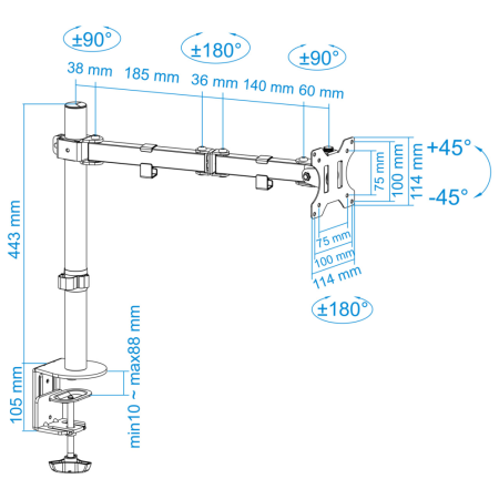TooQ DB1032TN-B soporte para monitor 81,3 cm (32″) Escritorio