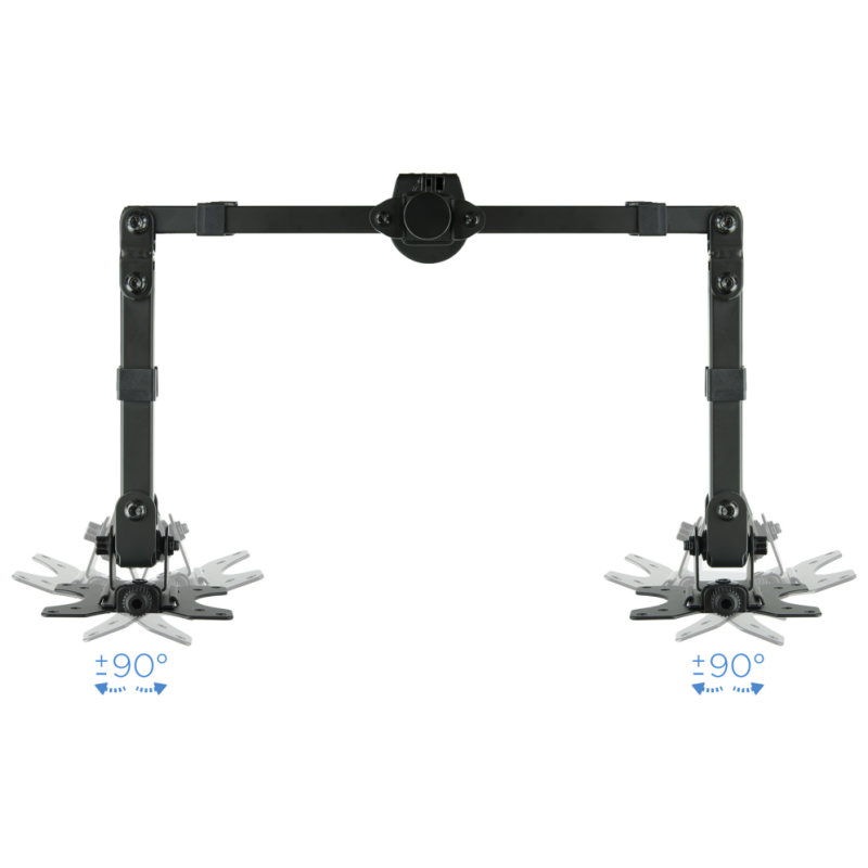 TooQ Soporte de Mesa Giratorio e Inclinable para 2 Pantallas (Monitor / TV Plasma / LCD / LED) 13” – 32”, de Dos Brazos, Negro