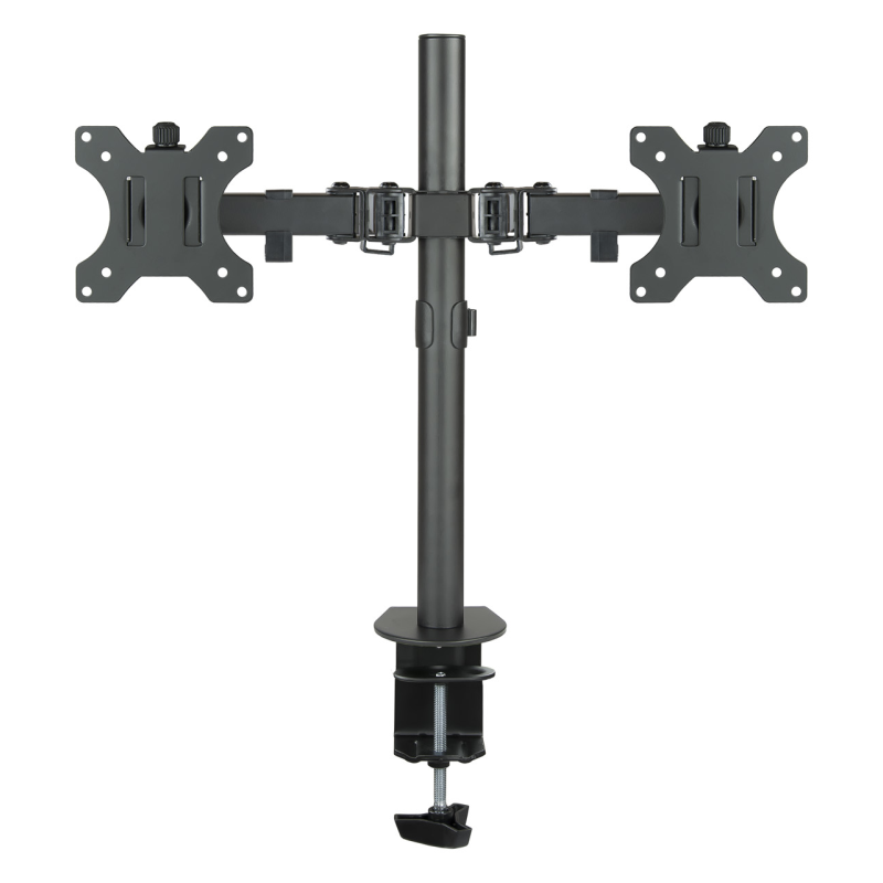 TooQ Soporte de Mesa Giratorio e Inclinable para 2 Pantallas (Monitor / TV Plasma / LCD / LED) 13” – 32”, de Dos Brazos, Negro