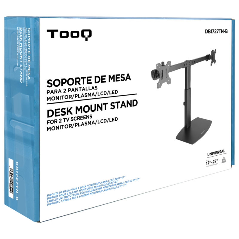 TooQ Soporte de mesa para 2 pantallas (monitor / plasma / LCD / LED) 17″-27″