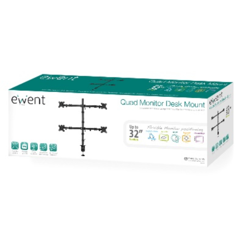 Ewent EW1514 soporte para monitor 81,3 cm (32″) Escritorio Negro
