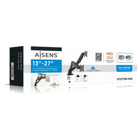 AISENS DT27TSR-045 soporte para monitor 81,3 cm (32″) Negro Escritorio