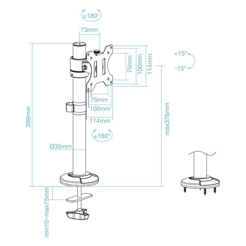 TooQ DB1131TN-B soporte para monitor 81,3 cm (32″) Escritorio